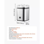 Ice Cream Maker 2.11 Quart Large Capacity Electric Automatic Frozen Dessert Machine with Stainless Steel Shell for Yogurt Sorbet Gelato Silver