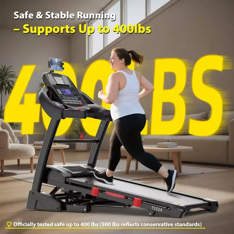 Tapis de course à moteur sans balais 5,0 CV avec inclinaison automatique de 20 %, capacité de poids de 180 kg robuste, vitesse élevée de 19 km/h