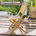 Costway Lot de 2 chaises de patio pliantes avec dossier incliné en bois de teck pour l'extérieur