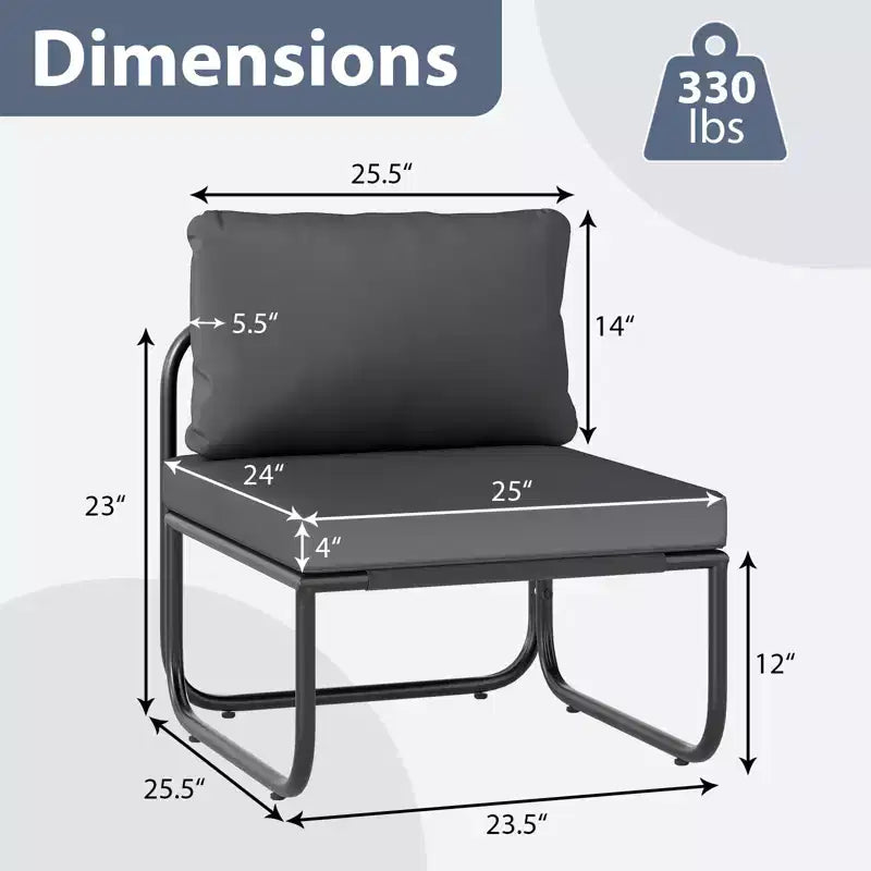 Costway Patio Chairs Set of 2 w/ Removable Cushions Heavy Duty Metal Frame Poolside