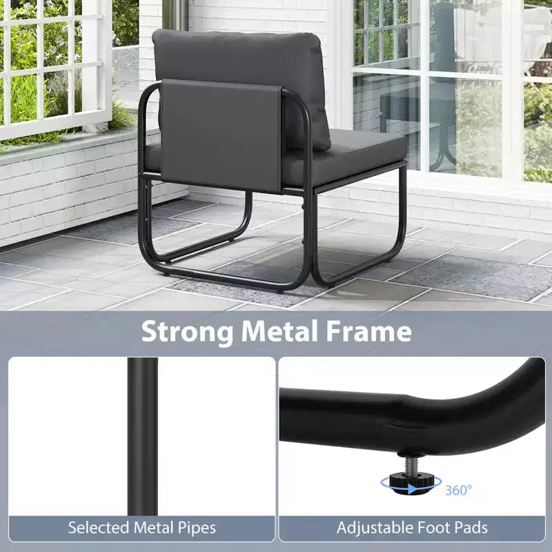 Costway Patio Chairs Set of 2 w/ Removable Cushions Heavy Duty Metal Frame Poolside