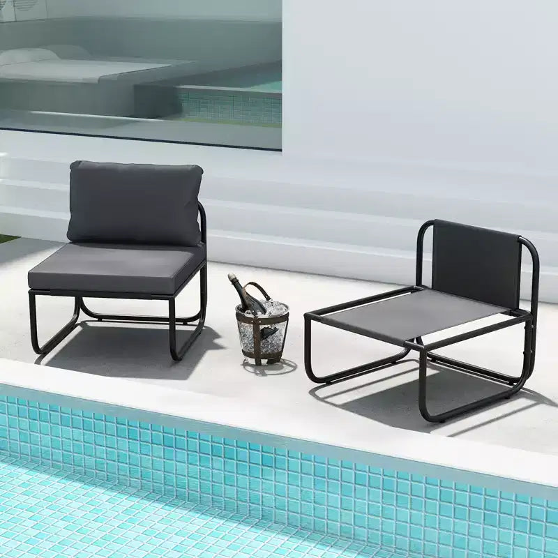 Costway Patio Chairs Set of 2 w/ Removable Cushions Heavy Duty Metal Frame Poolside