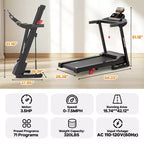 3.55HP Treadmill clearance w/10% Incline 320lb Capacity,Foldable Home 7.5MPH Treadmill,71 Smart Program, APP Control Jogging Walking w/ Free Knee Pads