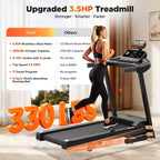 3.55HP Treadmill clearance w/10% Incline 320lb Capacity,Foldable Home 7.5MPH Treadmill,71 Smart Program, APP Control Jogging Walking w/ Free Knee Pads