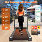 3.55HP Treadmill clearance w/10% Incline 320lb Capacity,Foldable Home 7.5MPH Treadmill,71 Smart Program, APP Control Jogging Walking w/ Free Knee Pads