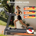 3.55HP Treadmill clearance w/10% Incline 320lb Capacity,Foldable Home 7.5MPH Treadmill,71 Smart Program, APP Control Jogging Walking w/ Free Knee Pads