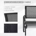 Balançoire de porche, Chaise balançoire à cadre métallique avec tissu maillé respirant, Accoudoirs courbés