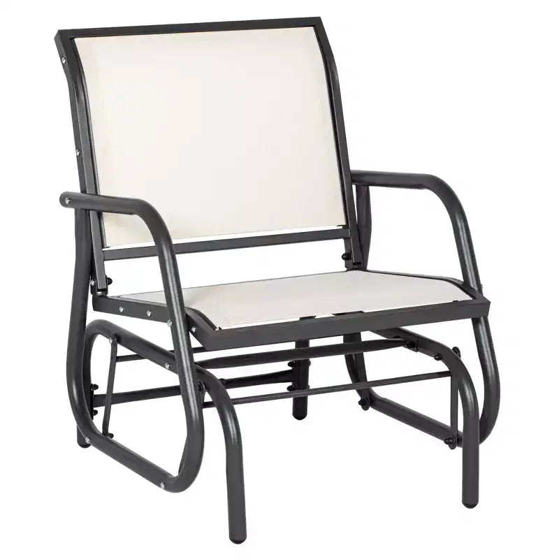 Balançoire de porche, Chaise balançoire à cadre métallique avec tissu maillé respirant, Accoudoirs courbés