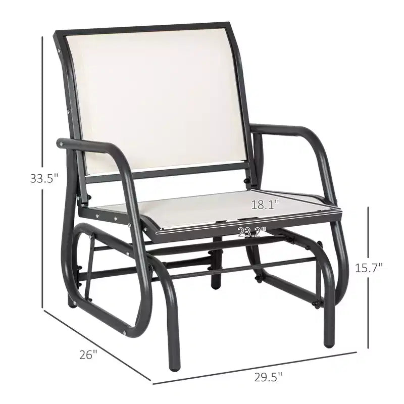 Balançoire de porche, Chaise balançoire à cadre métallique avec tissu maillé respirant, Accoudoirs courbés