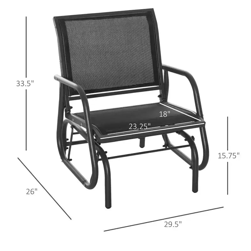 Balançoire de porche, Chaise balançoire à cadre métallique avec tissu maillé respirant, Accoudoirs courbés