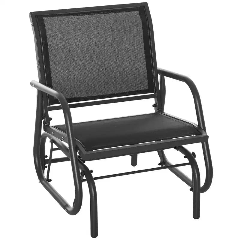 Balançoire de porche, Chaise balançoire à cadre métallique avec tissu maillé respirant, Accoudoirs courbés