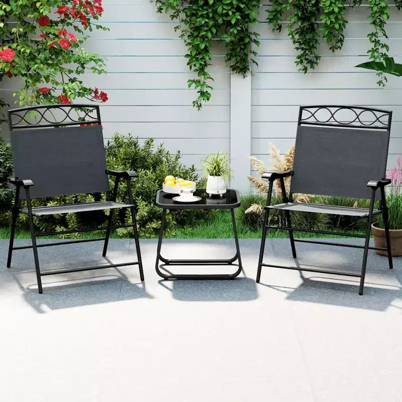 Costway 4 Pack Patio Folding Chairs w/ Backrests & Armrests Metal Frame Outdoor