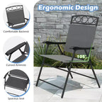 Costway 4 Pack Patio Folding Chairs w/ Backrests & Armrests Metal Frame Outdoor