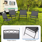 Costway 4 Pack Patio Folding Chairs w/ Backrests & Armrests Metal Frame Outdoor