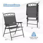 Costway 4 Pack Patio Folding Chairs w/ Backrests & Armrests Metal Frame Outdoor
