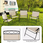 Costway 4 Pack Patio Folding Chairs w/ Backrests & Armrests Metal Frame Outdoor
