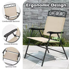 Costway 4 Pack Patio Folding Chairs w/ Backrests & Armrests Metal Frame Outdoor