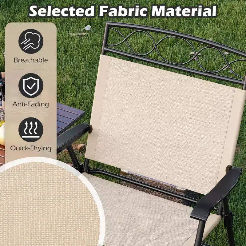 Costway 4 Pack Patio Folding Chairs w/ Backrests & Armrests Metal Frame Outdoor