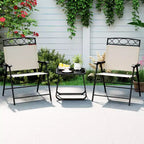Costway 4 Pack Patio Folding Chairs w/ Backrests & Armrests Metal Frame Outdoor