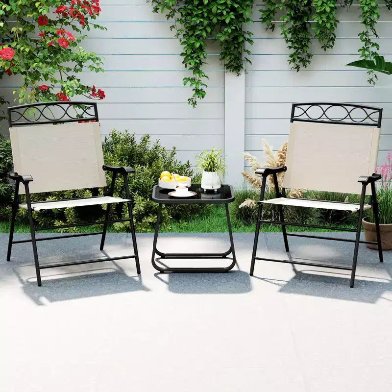 Costway 4 Pack Patio Folding Chairs w/ Backrests & Armrests Metal Frame Outdoor