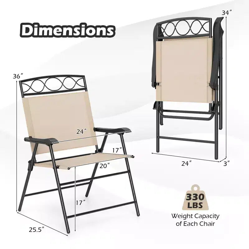 Costway 4 Pack Patio Folding Chairs w/ Backrests & Armrests Metal Frame Outdoor