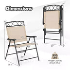 Costway 4 Pack Patio Folding Chairs w/ Backrests & Armrests Metal Frame Outdoor