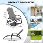 Costway 2-in-1 Outdoor Rocking Chair Convertible Lounge Chair with 4-Position Adjustable Backrest Curved Armrests