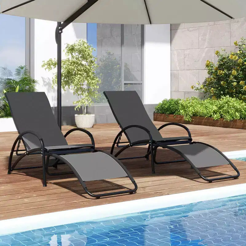 Costway 2-in-1 Outdoor Rocking Chair Convertible Lounge Chair with 4-Position Adjustable Backrest Curved Armrests