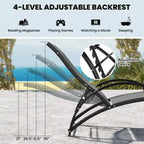 Costway 2-in-1 Outdoor Rocking Chair Convertible Lounge Chair with 4-Position Adjustable Backrest Curved Armrests