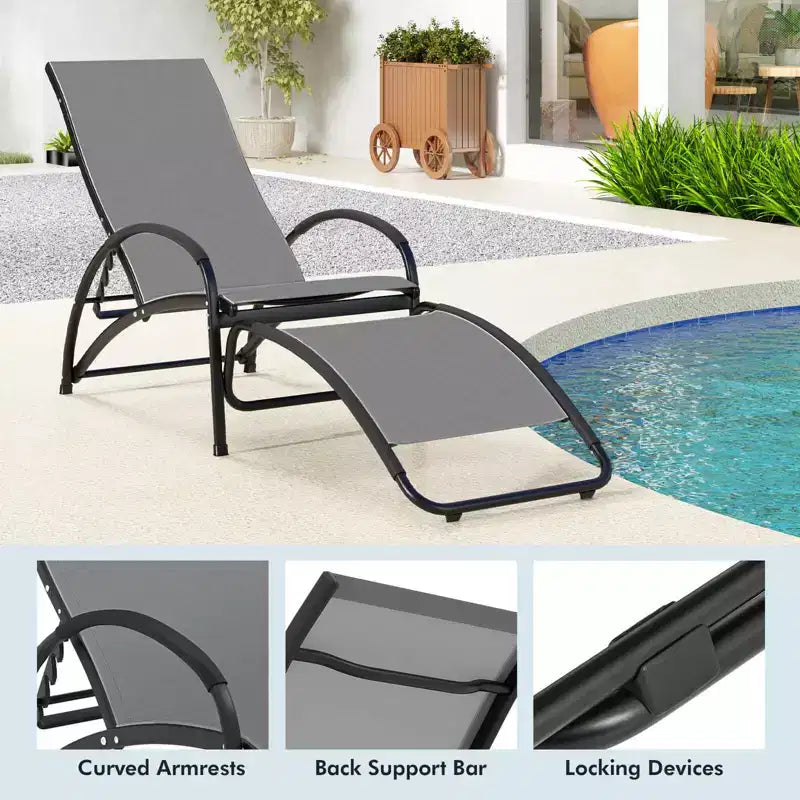 Costway 2-in-1 Outdoor Rocking Chair Convertible Lounge Chair with 4-Position Adjustable Backrest Curved Armrests