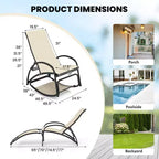 Costway 2-in-1 Outdoor Rocking Chair Convertible Lounge Chair with 4-Position Adjustable Backrest Curved Armrests