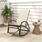 Costway 2-in-1 Outdoor Rocking Chair Convertible Lounge Chair with 4-Position Adjustable Backrest Curved Armrests