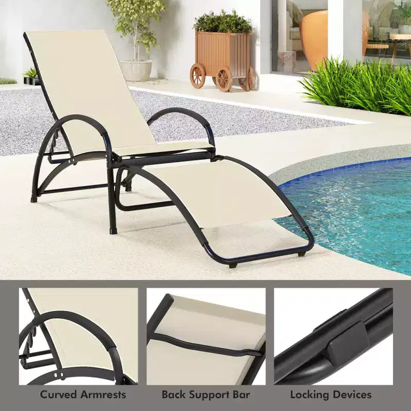 Costway 2-in-1 Outdoor Rocking Chair Convertible Lounge Chair with 4-Position Adjustable Backrest Curved Armrests