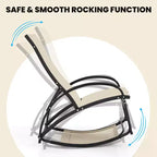 Costway 2-in-1 Outdoor Rocking Chair Convertible Lounge Chair with 4-Position Adjustable Backrest Curved Armrests