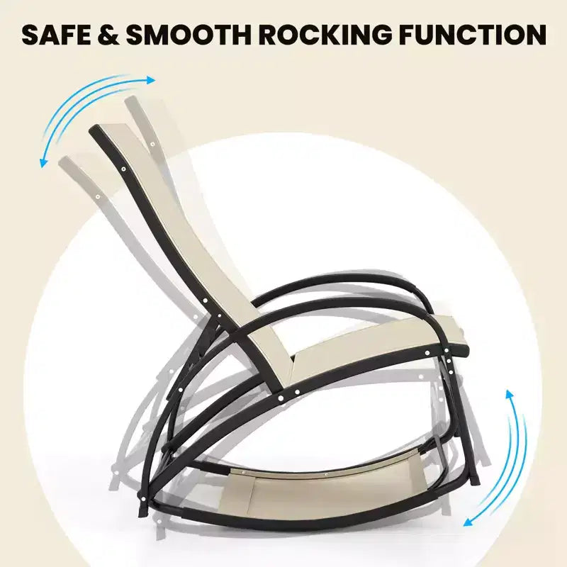 Costway 2-in-1 Outdoor Rocking Chair Convertible Lounge Chair with 4-Position Adjustable Backrest Curved Armrests