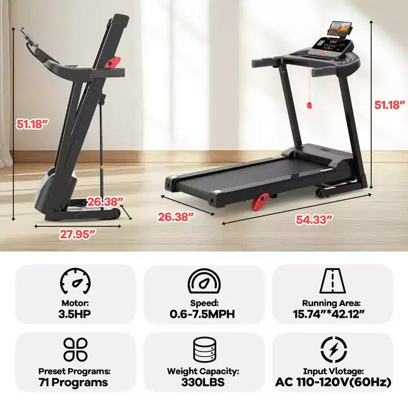 4-in-1 Walking Pad with 12% Incline, Portable Treadmill, Foldable Treadmills for Home and Office, 3.5 HP Quiet Treadmill