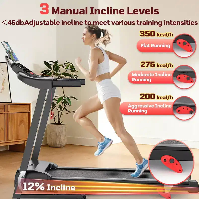 4-in-1 Walking Pad with 12% Incline, Portable Treadmill, Foldable Treadmills for Home and Office, 3.5 HP Quiet Treadmill