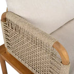 Lot de 2 fauteuils de jardin en bois d'acacia avec design en corde tressée, coussins déperlants, sièges larges et profonds pour la détente en extérieur