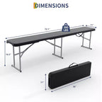 Lot de 2 bancs pliants portables, banc pliant en plastique HDPE robuste avec poignée de transport pour pique-nique en plein air, camping et événements festifs