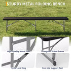 Lot de 2 bancs pliants portables, banc pliant en plastique HDPE robuste avec poignée de transport pour pique-nique en plein air, camping et événements festifs