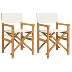 vidaXL Director's Chair Set of 2 Cream, Teak Solid Teak wood, Polyester