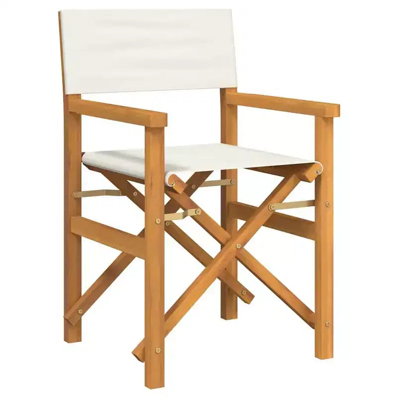 vidaXL Director's Chair Set of 2 Cream, Teak Solid Teak wood, Polyester
