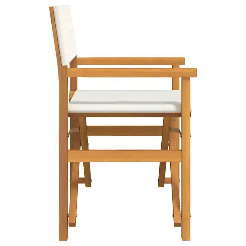 vidaXL Director's Chair Set of 2 Cream, Teak Solid Teak wood, Polyester