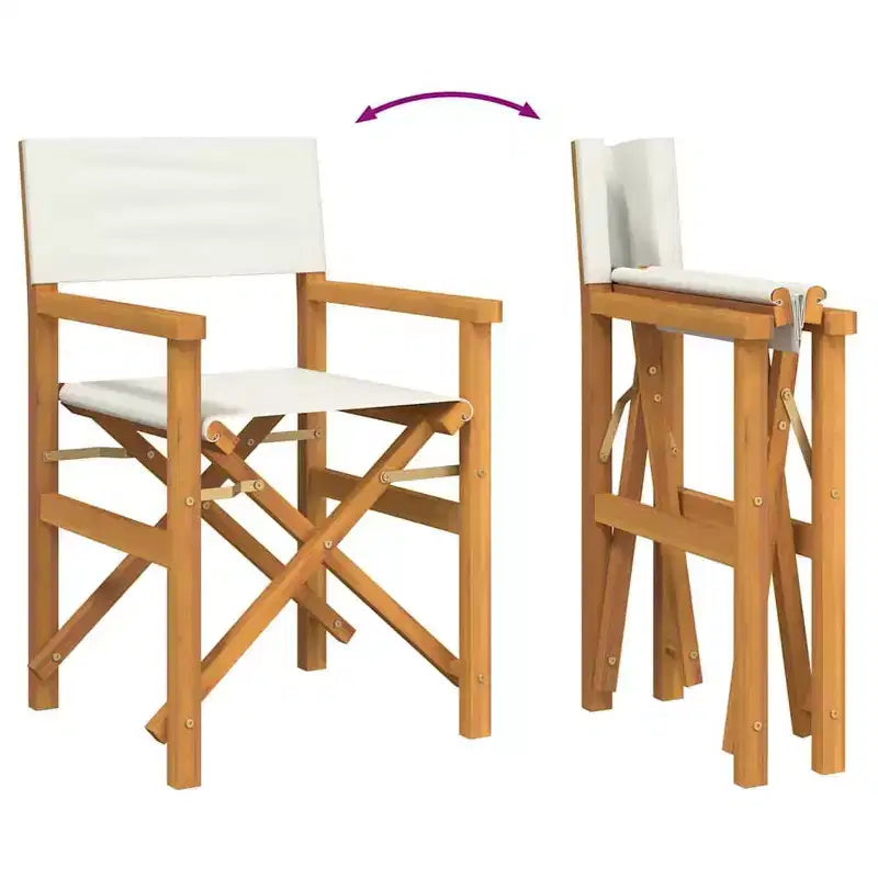 vidaXL Director's Chair Set of 2 Cream, Teak Solid Teak wood, Polyester