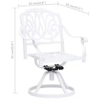 vidaXL Lot de 2 chaises de jardin blanches pivotantes en aluminium coulé Standard
