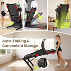 3.75HP Quiet Treadmill with Incline, 0.69 MPH Speed, 330 lb Capacity, LED Display & Bluetooth