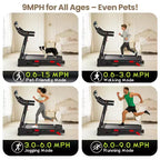 3.75HP Quiet Treadmill with Incline, 0.69 MPH Speed, 330 lb Capacity, LED Display & Bluetooth