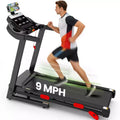 Folding Electric Treadmill for Home,3.5HP Quiet Brushless Home Treadmill w/ Incline,9 MPH,6 LCD Screens, 105 Programs,Treadmill with Heart Rate Sensor