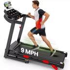 Folding Electric Treadmill for Home,3.5HP Quiet Brushless Home Treadmill w/ Incline,9 MPH,6 LCD Screens, 105 Programs,Treadmill with Heart Rate Sensor
