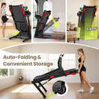 Tapis roulant électrique pliable pour la maison, tapis de course domestique silencieux de 3,5 CV sans balais avec inclinaison, 14,5 km/h, 6 écrans LCD, 105 programmes, tapis de course avec capteur de fréquence cardiaque